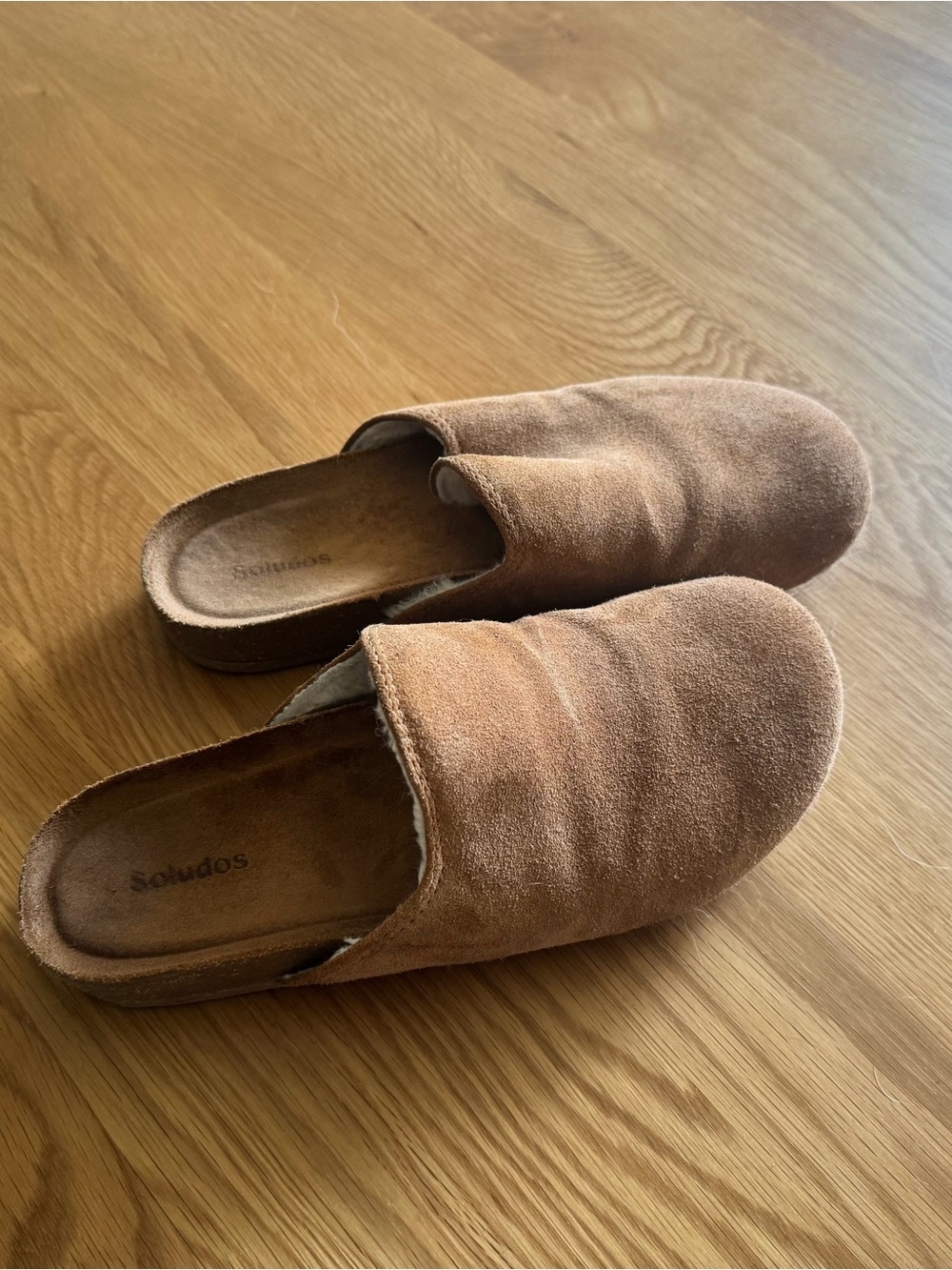 Soludos Suede Slip-On Mules in Chestnut